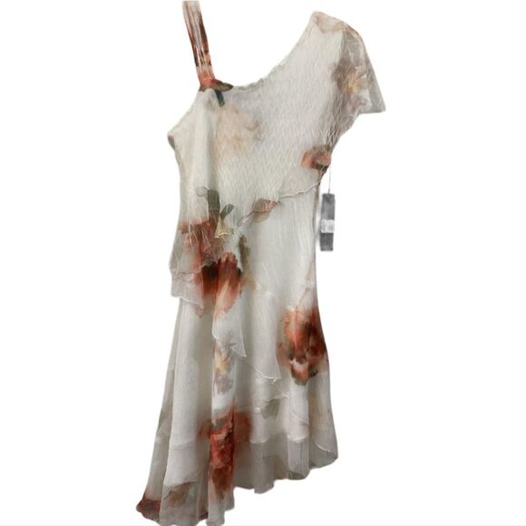 KOMAROV White "Sunset Bloom" Cold Shoulder Mini Dress Size XS Retail $328 NWT - Picture 2 of 7
